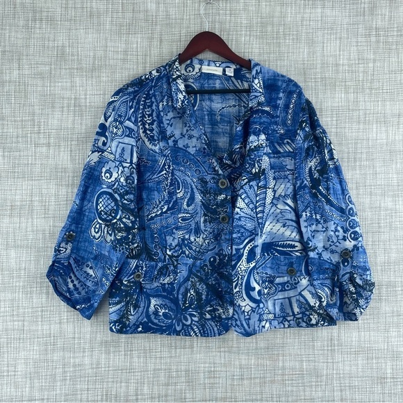 Chico's Jackets & Blazers - Chico's Linen Blend button front size 3 (XL) light blazer 3420